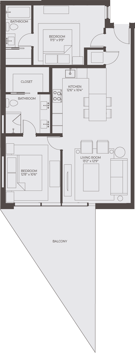 Unit C1 third and fourth floor layout.