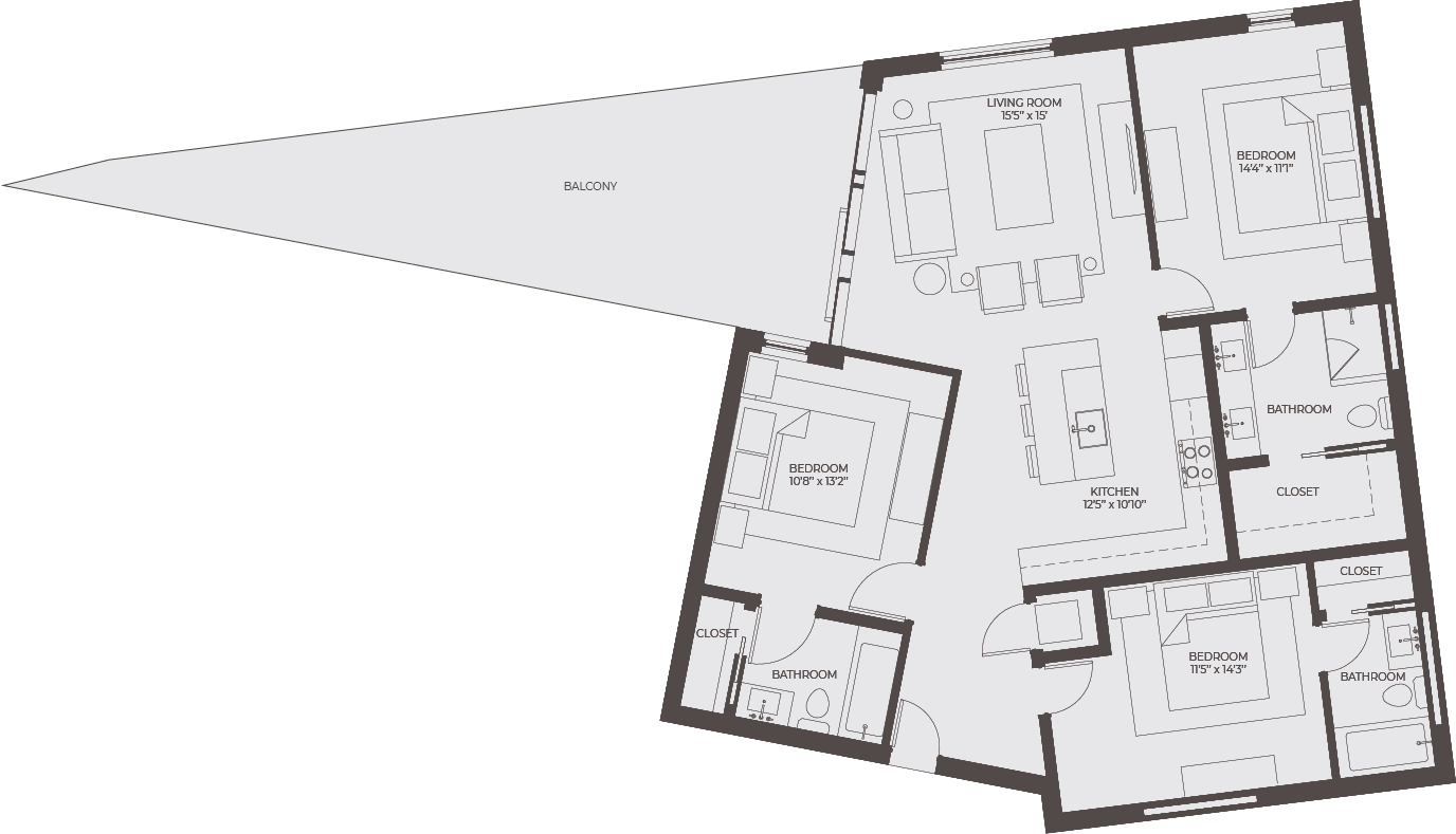 Unit E second floor layout.