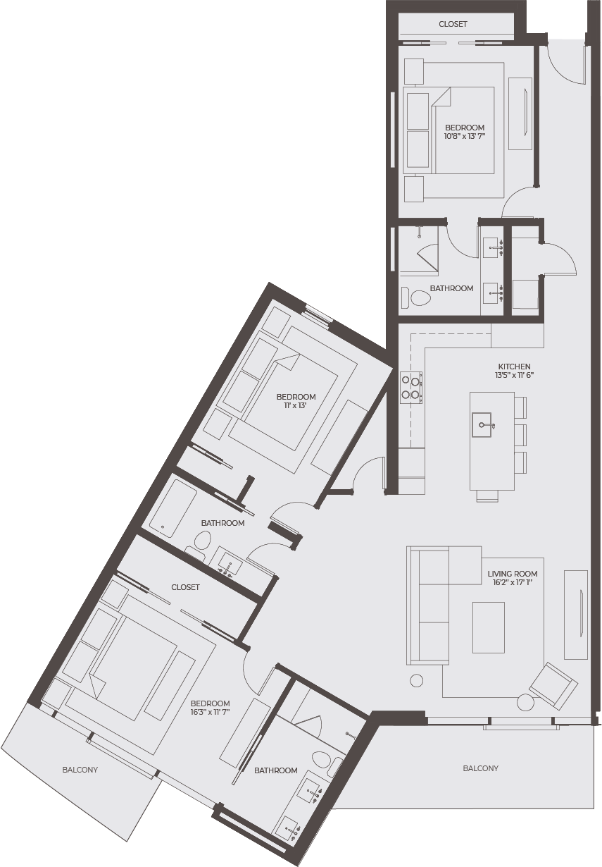 Unit F second floor layout.